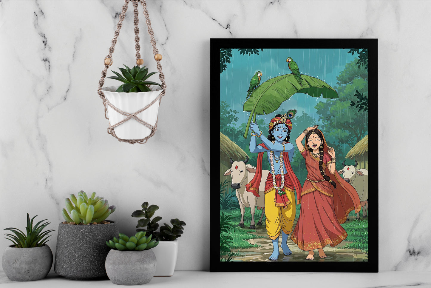Radha–Krishna Wall Art Photo Frame – The Divine Dance of Love & Joy