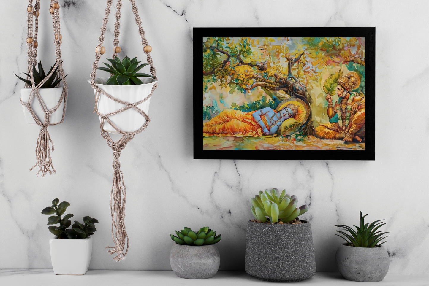 Shri Vishnu & Hanuman Ji Wall Art Photo Frame – Divine Protection & Eternal Devotion