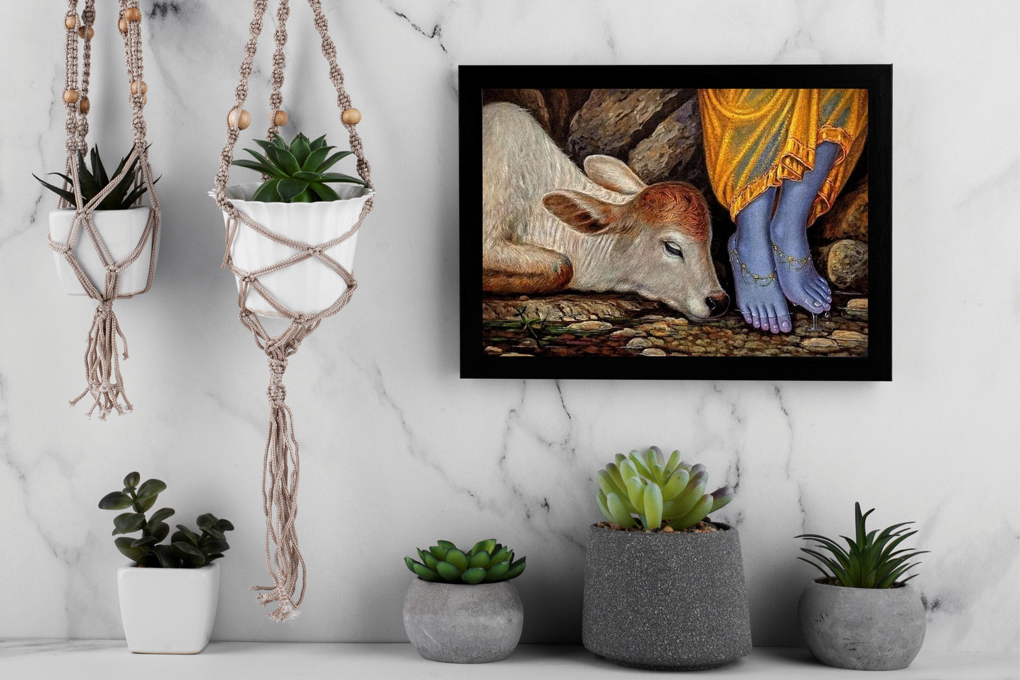 Shri Krishna Wall Art Photo Frame – The Divine Bond of Love & Compassion