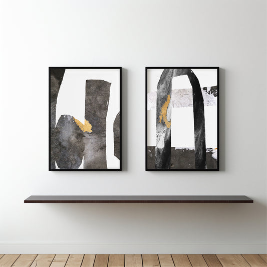 Monochrome Gold Abstract Wall Frame Set β Modern Artistic Balance π€β¨
