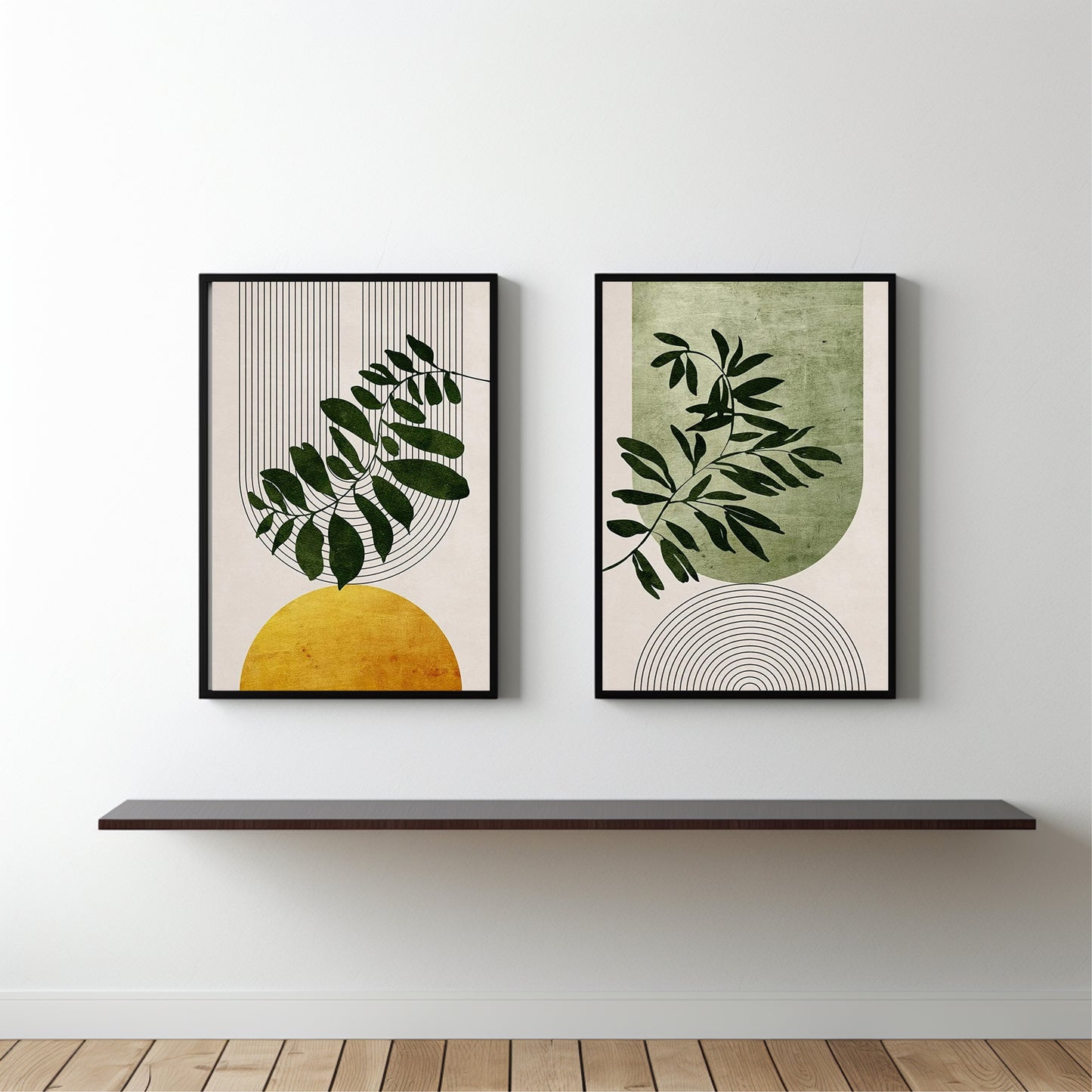Geometric Botanical Harmony Wall Frame Set β Modern Nature Balance πΏβ¨