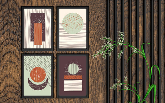 Rustic Geometric Wall Frame Set β Modern Abstract Shapes in Earthy Tones π π’π£