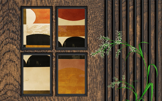 Golden Horizon โ Warm Minimal Abstract Wall Art ๐คโจ