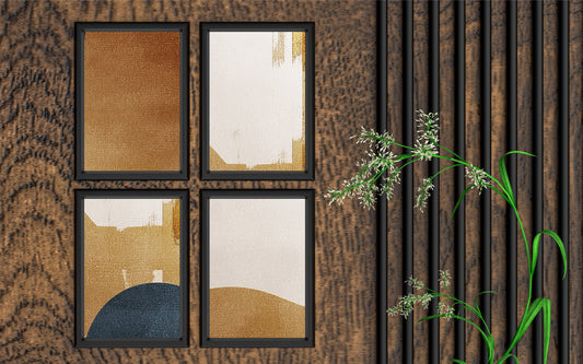 Golden Horizon Silence โ Neutral Minimal Abstract Wall Art ๐คโจ