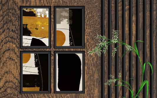 Gilded Contrast โ Bold Modern Abstract Wall Art ๐คโจ