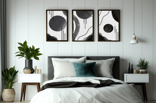 Monochrome Harmony Wall Frame Set – Modern Abstract Art for Contemporary Interiors
