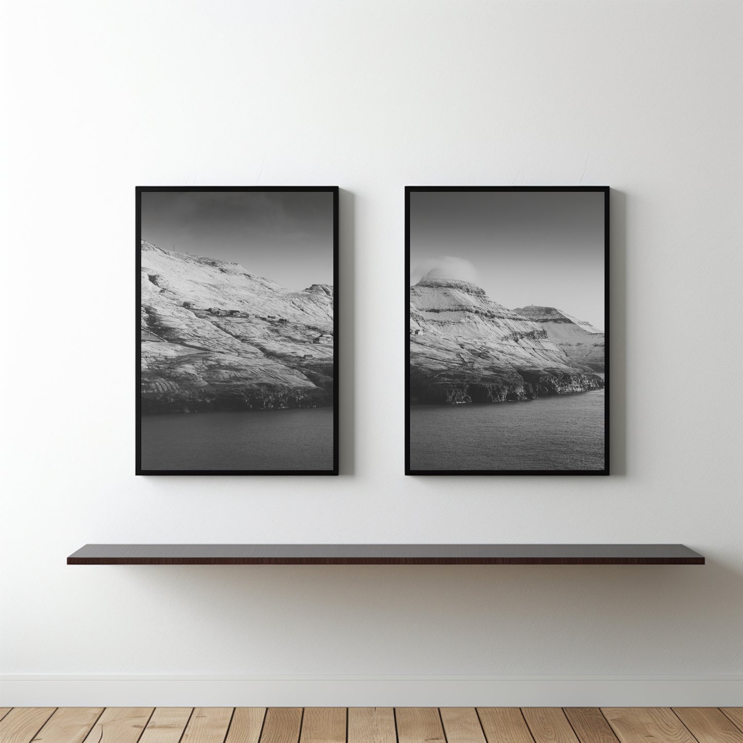 Monochrome Mountain Serenity Wall Frame Set β Minimal Black & White Landscape Art ποΈ