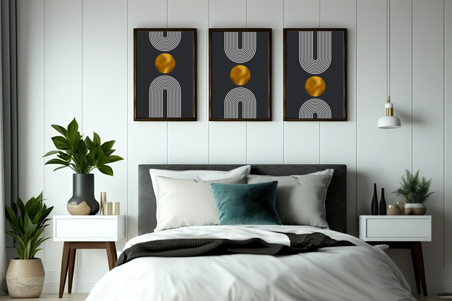 Golden Geometry Wall Frame Set β Modern Abstract Art for Stylish Interiors β¨