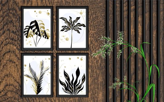 Golden Botanical Wall Frame Set β Luxury Nature Art for Modern Interiors πΏ