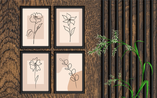 Beige Serenity Floral Wall Frame Set β Minimal Line Art for Modern Homes πΈ