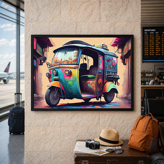 Colorful Indian Auto Rickshaw Wall Art | Vibrant Street Travel Poster