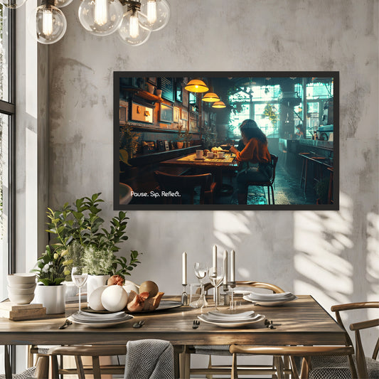 Pause Sip Reflect Wall Art | Cozy Coffee Café Canvas Print | Modern Coffee Decor