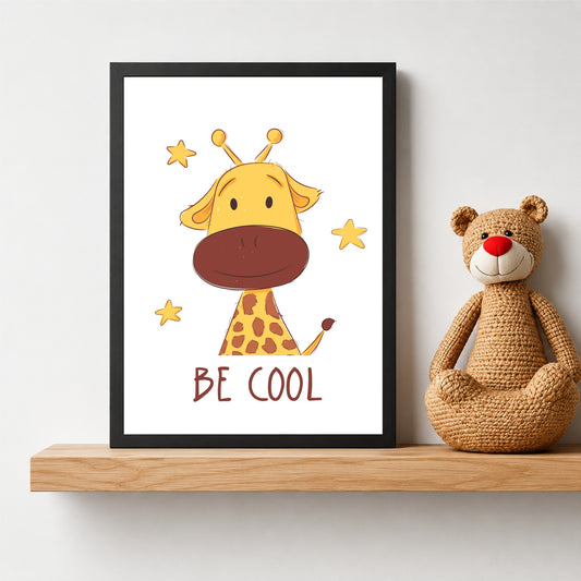 Be Cool Giraffe Wall Art | Cute Safari Nursery Animal Print