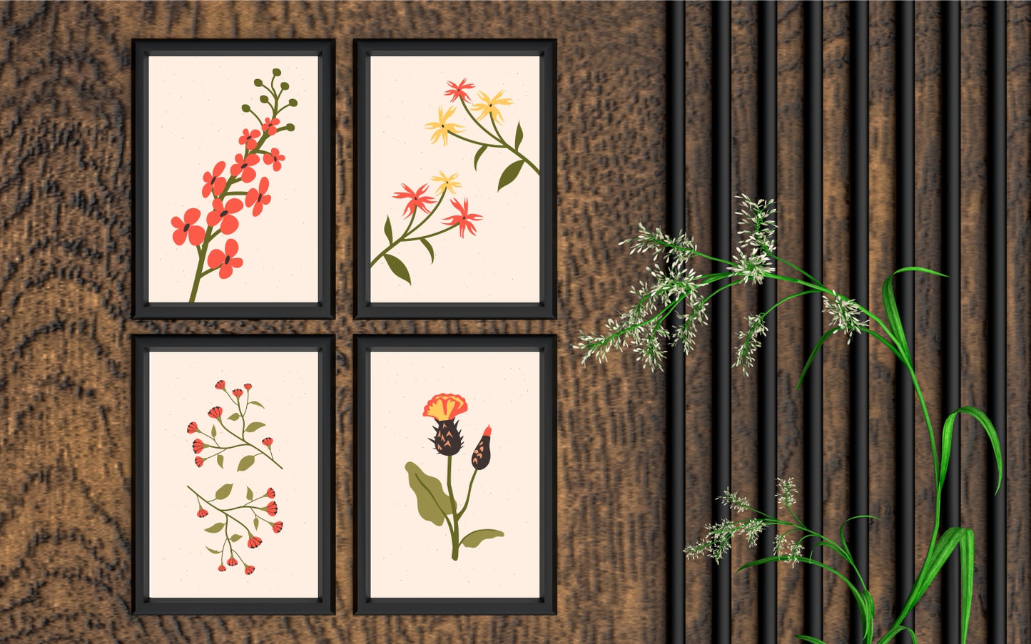 Blossom Charm Floral Wall Frame Set β Vibrant Botanical Art for Cheerful Spaces πΊ