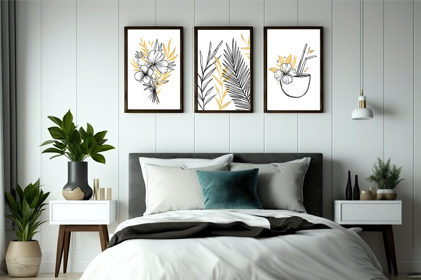 Tropical Bliss Wall Frame Set – Modern Botanical Art for Refreshing Interiors 🌴✨