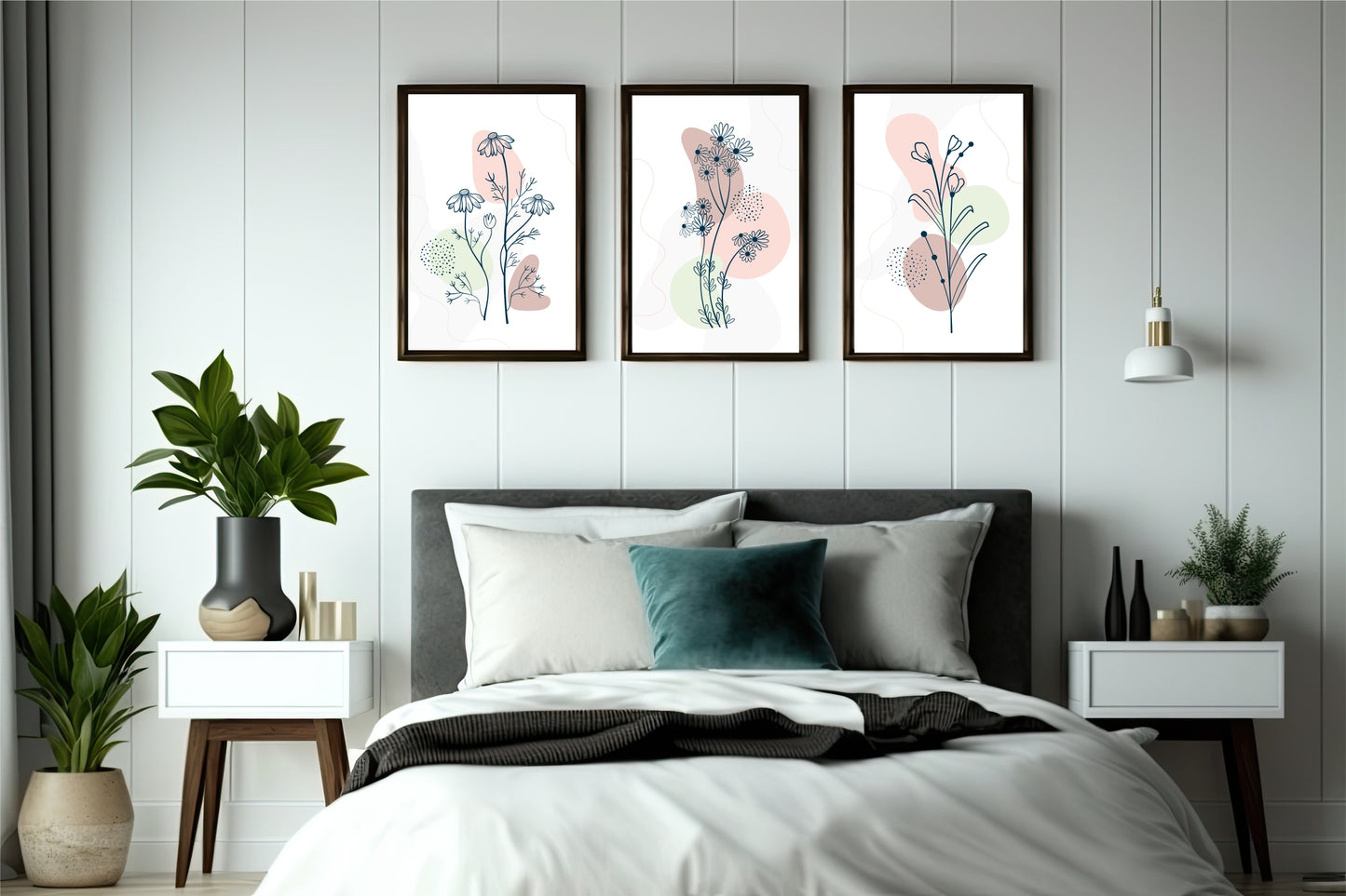 Pastel Bloom Botanical Wall Frame Set β Elegant Line Art for Modern Homes πΏ
