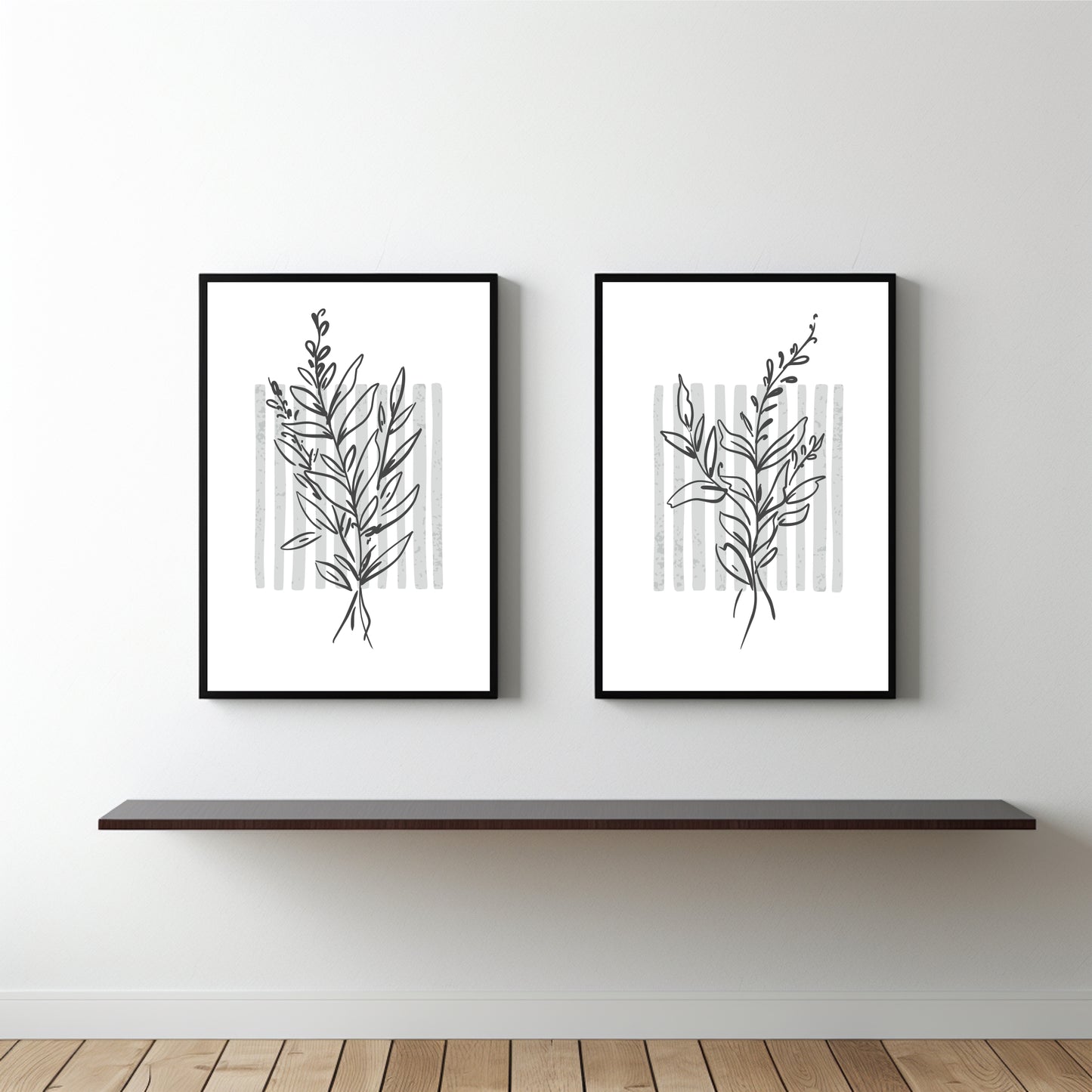 Monochrome Botanical Duo Wall Frame Set β Minimal Line Art for Modern Interiors π€πΏ