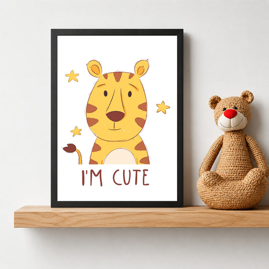 I'm Cute Tiger Wall Art | Cute Jungle Nursery Animal Print