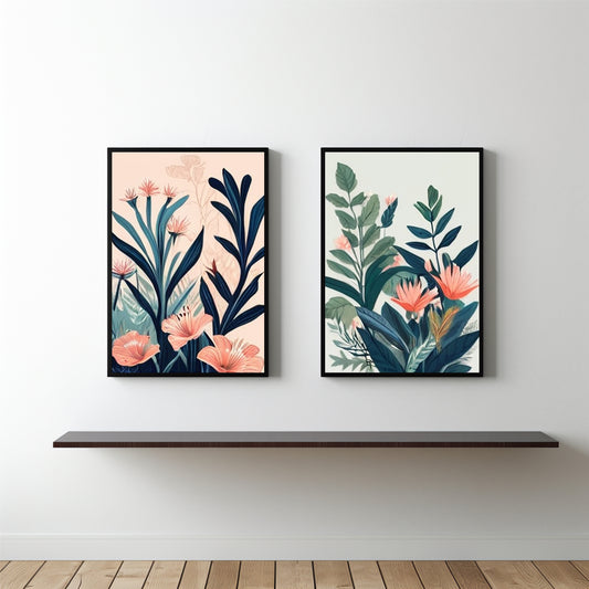 Tropical Bloom Wall Frame Set β Elegant Floral Art Prints for Modern Home DΓ©cor πΈπΏ