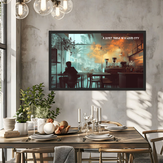 A Quiet Table in a Loud City Wall Art | Modern Coffee Café Canvas Print | Cozy Coffee Decor