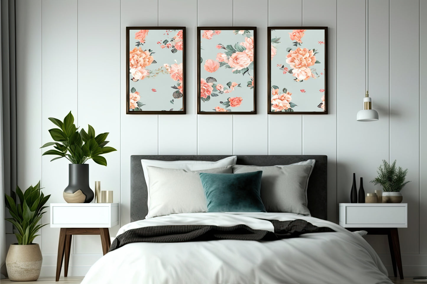 Blossom Elegance Floral Wall Frame Set of 3 β Romantic Rose Art for Living Room & Bedroom Decor π·