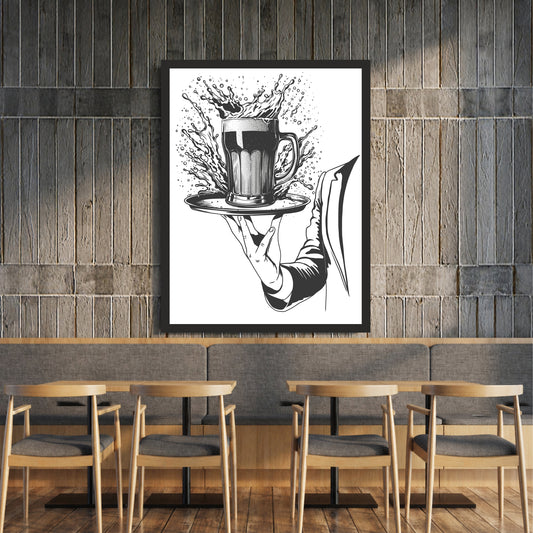 Beer Wall Art | Framed Beer Mug Artwork | Vintage Pub & Bar Décor | Beer Lover Wall Décor