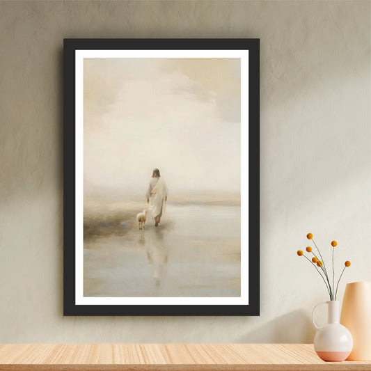 Jesus the Good Shepherd Wall Art | Jesus Leaves the 99 Christian Canvas Print | Inspirational Bible Artwork | Peaceful Religious Home Decor