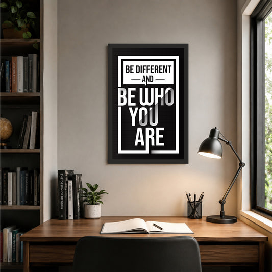 Be Different Quote Wall Art | Motivational Typography Canvas | Modern Decor