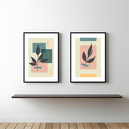 Minimal Botanical Duo Wall Frame Set β Modern Art with a Touch of Nature πΏ