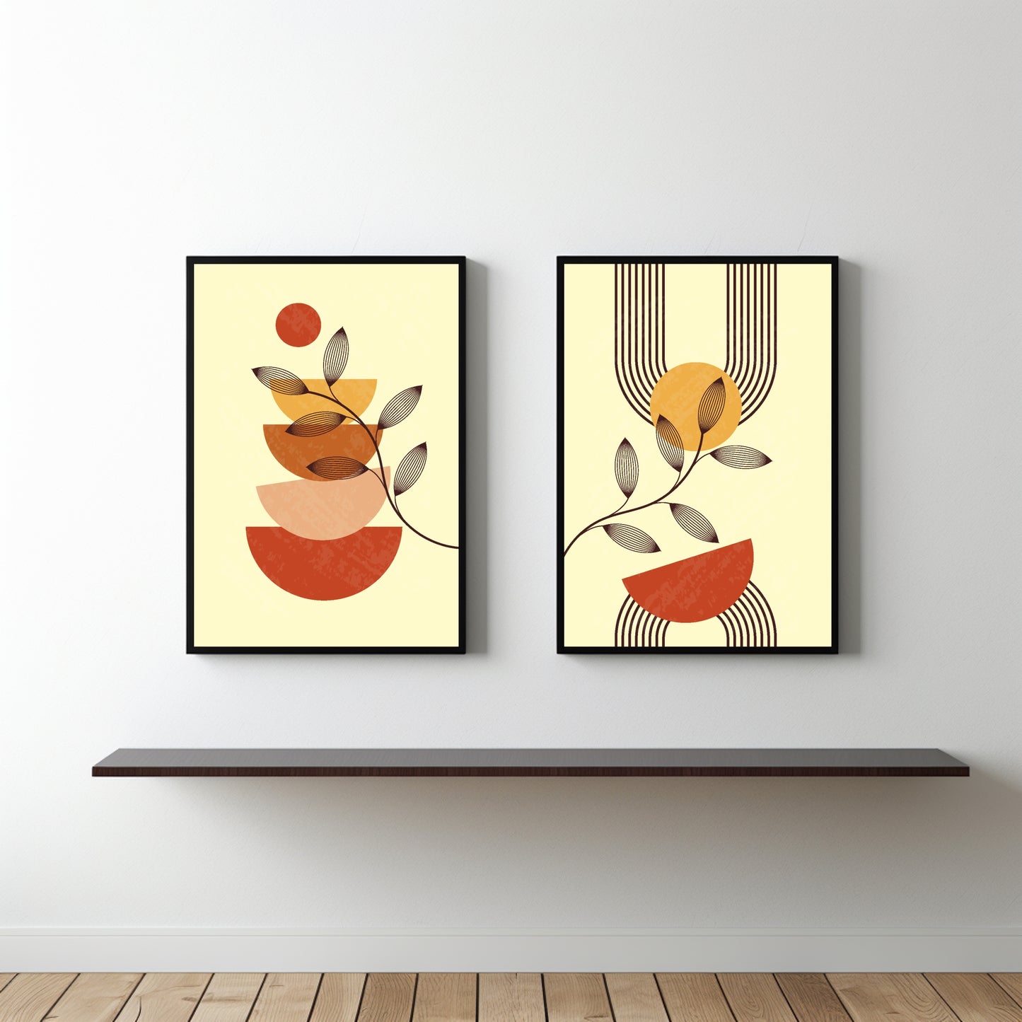 Earth Harmony Abstract Wall Frame Set β Modern Minimal Botanical Art πΏβοΈ