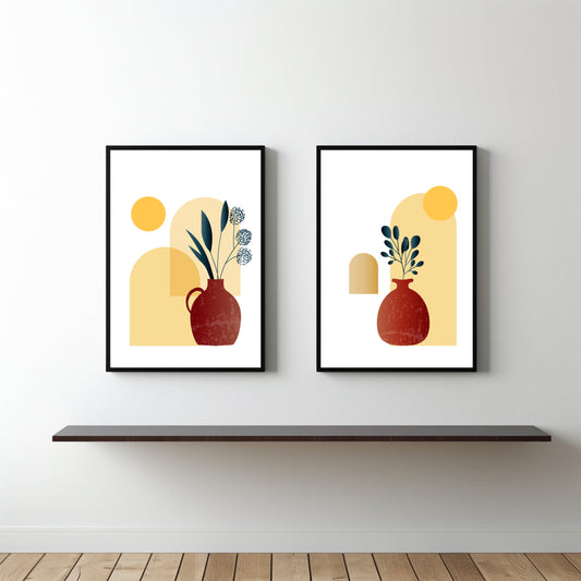 Abstract Terracotta Vase Wall Frame Set β Modern Boho Home DΓ©cor πΊβ¨