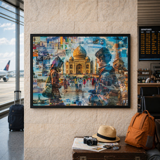 World Travel Landmark Collage Wall Art | Iconic Destinations Poster