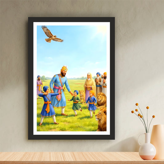 Guru Gobind Singh Ji with the Sahibzadas – The Eternal Legacy of Faith, Courage & Family