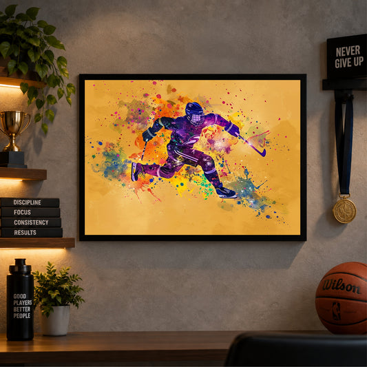 Hockey Player Action Wall Art | Framed Sports Print