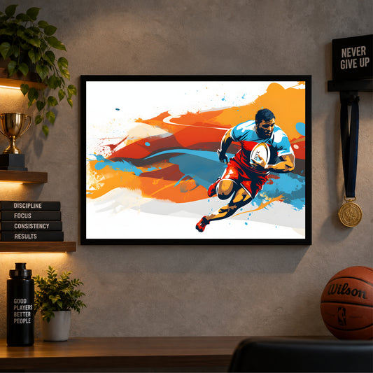 Rugby Player Action Wall Art | Framed Sports Print
