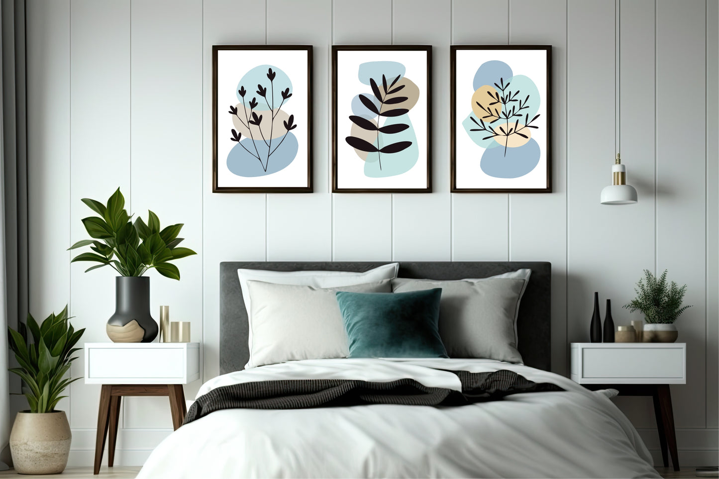 π Soft Pastel Botanical Wall Frame Set of 3 β Minimal Nature Abstract Art for Modern Interiors πΏ