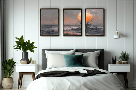 Sunset Mirage Wall Frame Set – Nature’s Warm Glow for Modern Interiors