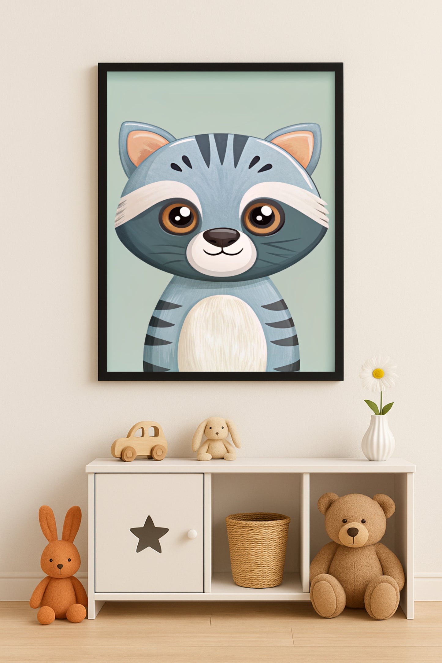 Playful Raccoon Kids Wall Frame β Cute Forest Friend for Happy Spaces π¦π