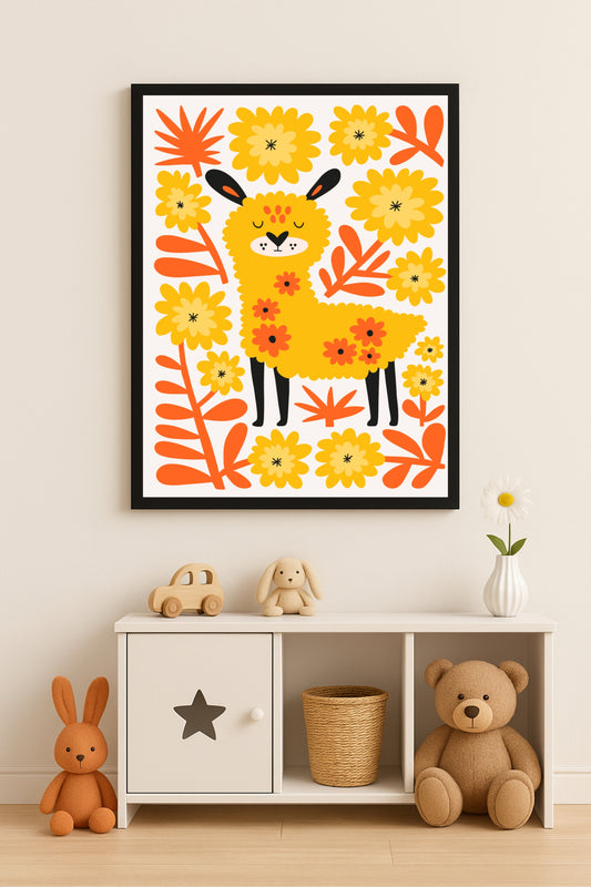 Floral Llama Kids Wall Frame – Cheerful Décor for Happy Spaces 🦙🌼