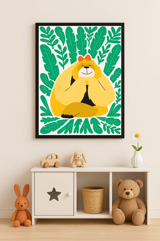 Happy Jungle Bear Kids Wall Frame – Whimsical & Heartwarming Wall Art 🐻🌿