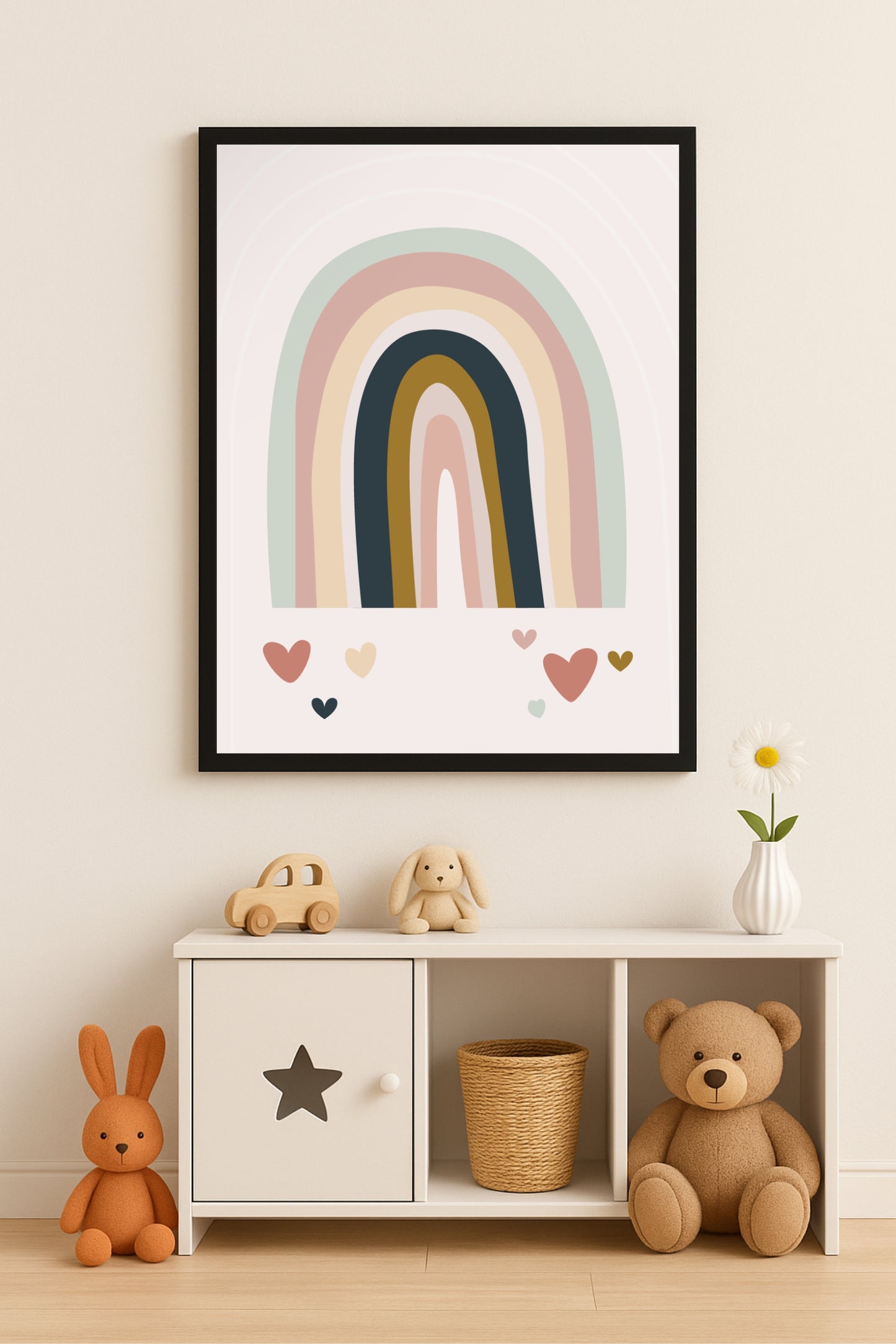 Pastel Rainbow Dreams Wall Frame β Cute Boho Art for Kidsβ Room ππ