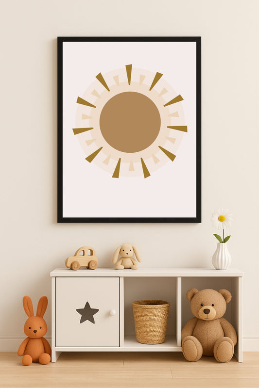 Golden Sunshine Kids Wall Frame – Happy Sun Art for Children’s Room 🌞