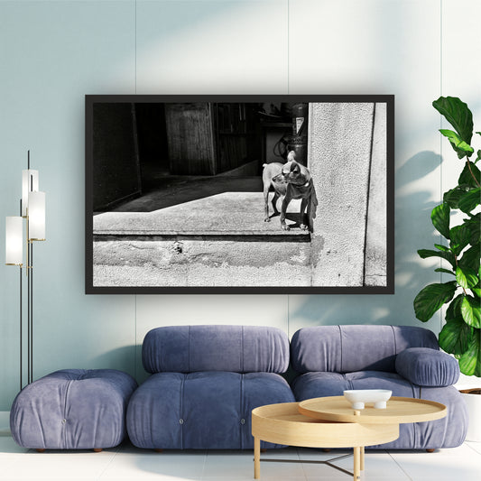 Street Dog Black & White Wall Art | Animal Photography