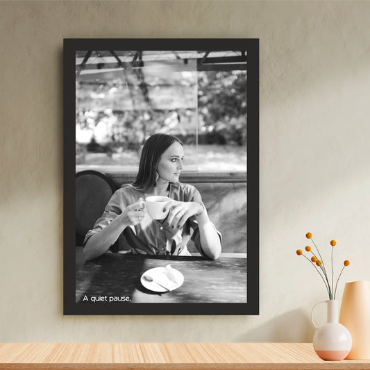 A Quiet Pause Wall Art | Black & White Coffee Photography Print