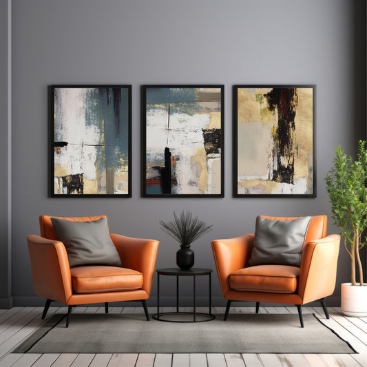 Abstract Wall Art Set of 3 | Modern Textured Wall Decor