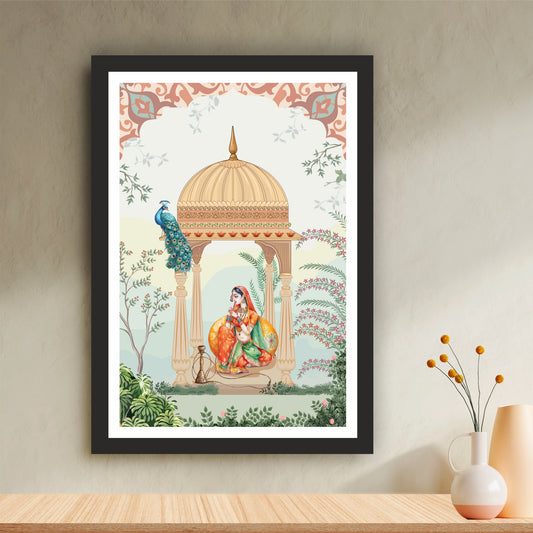 Mughal Queen Wall Art | Royal Indian Palace Illustration | Traditional Rajasthani Heritage Artwork | Vintage Ethnic Home Decor