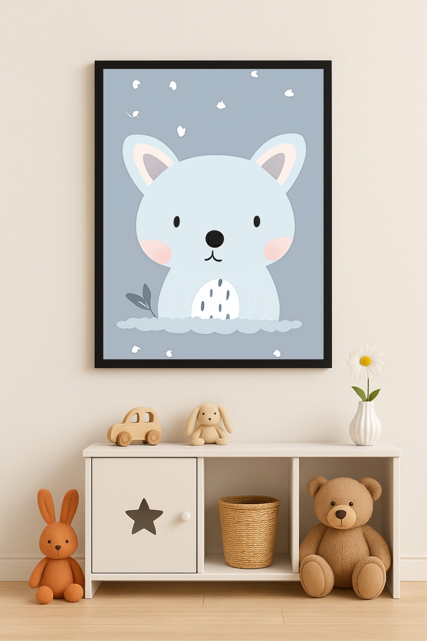π» Adorable Baby Bear Kids Wall Art β Soft Pastel Nursery Frame π©΅