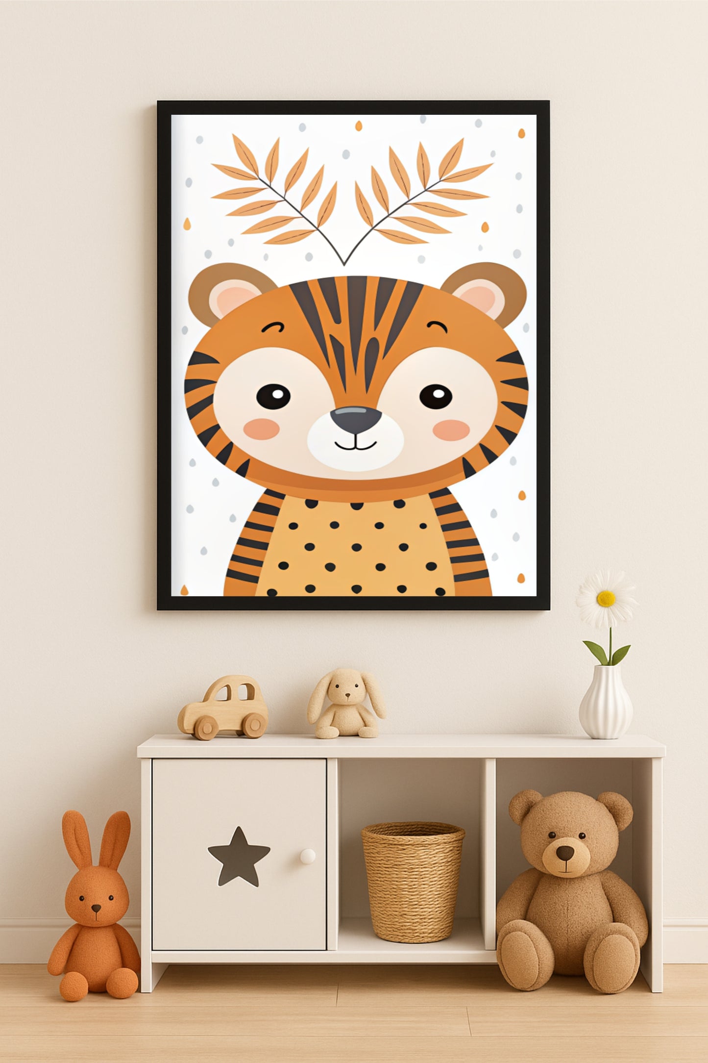 π― Cute Tiger Wall Frame β Adorable Jungle Animal Art for Nursery & Kids Room