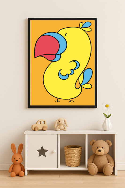 Peppy Parrot Wall Frame – Cheerful Bird Art for Kids’ Room Décor 🦜💛