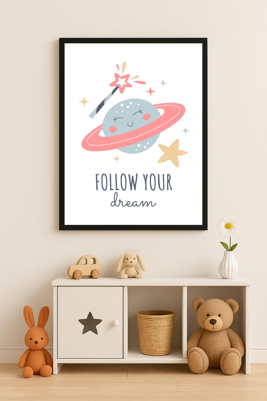Dreamy Space Planet Wall Frame – Cute & Inspiring Kids’ Room Décor 🌍⭐✨